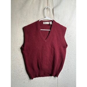 Brian MacNeil Mens Burgundy Red 100% Lambswool V-Neck Sweater Vest Medium